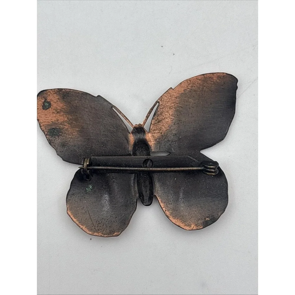 Vintage copper butterfly insect brooch pin